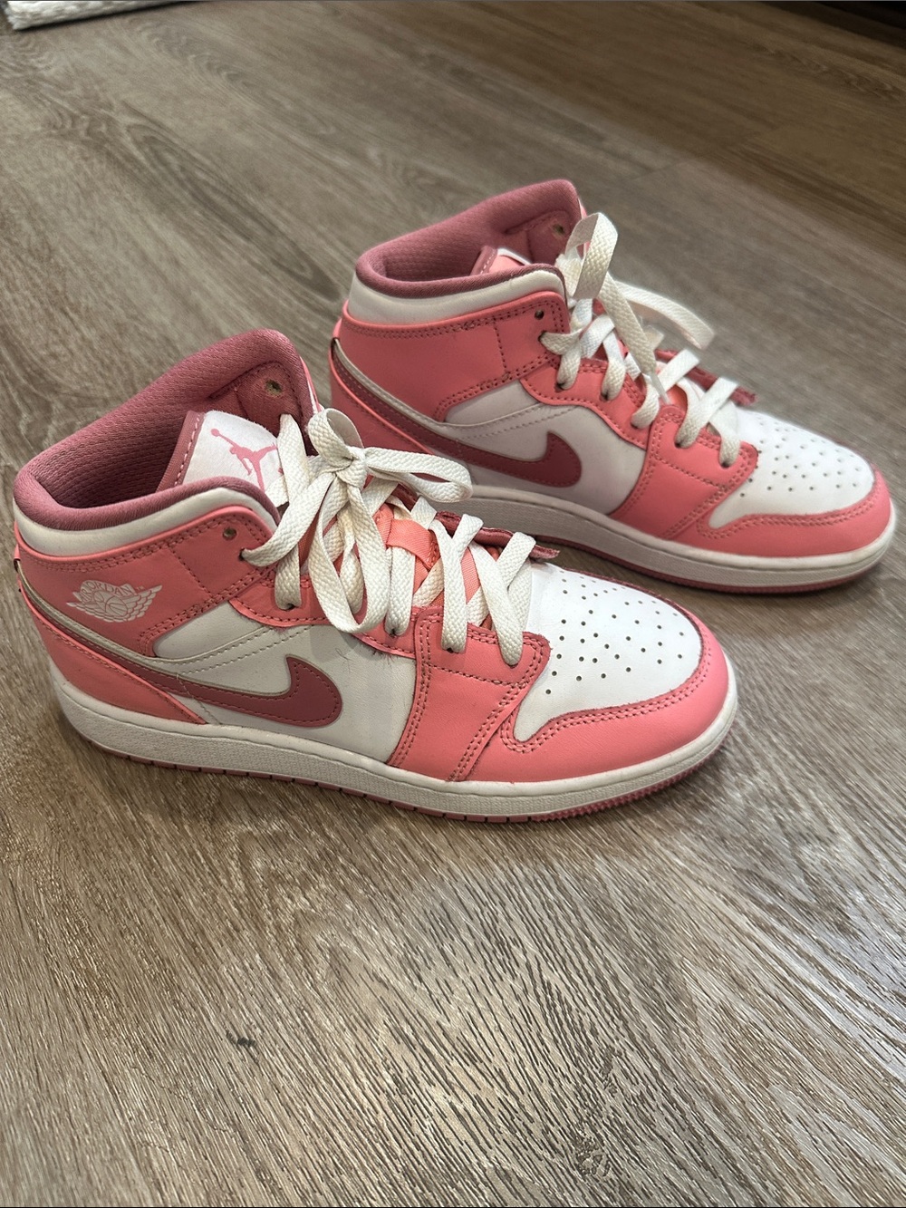 Jordan Kids' Pink and White Mid-Top Sneakers